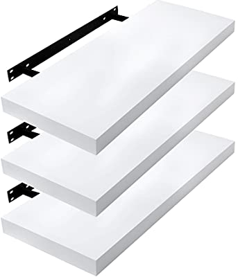 EUGAD Wandregal Wandboard 3er Set Hängeregal Holz Board Modern Weiß, 30x22.9x3.8 cm 0086QJ-3