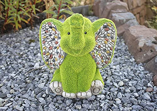 Garden Mile Decorative Elephant Outdoor Ornaments For The Garden Grass & Stone Effect Resin Garden Ornament Outdoor Indoor Decor Novelty Sculpture Figure Free Standing Animal Statue Figurine
