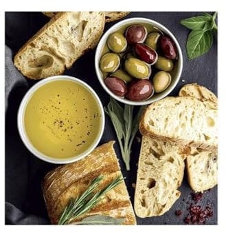 20 Servietten Brot und Oliven 33cm