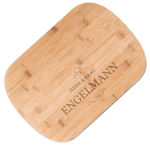 Maverton Bambusholzbrett mit Gravur - Schneidebrett aus Bambus - Küchenbrett - Größe: 35x25 cm - für Paare - zum Hochzeitstag - zur Hochzeit - zu Weihnachten - Herr & Frau