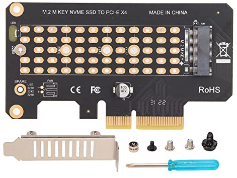 ciciglow NVMe M.2 auf PCIE3.0 Riser-Karte, 32 Gbit/s M-Key-Festplattenadapterkarte Halbhohe Schallwand PCIE X4-Erweiterungskarten-Konverter-Adapter für für Linux