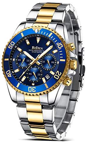 HANPOSH Orologio Uomo Orologio Militare Acciaio Cronografo Impermeabile Luminosi Design Orologi Quadrante Grande da Polso Elegante Sportivo Analogici Data