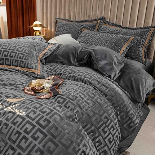 Fleece BettwäSche 135x200-Bettbezug 135 X 200 4teilig-Teddy Plush Comfortable Double Sided Fleece Duvet Cover, Bedding Set With Pillowcase, Warm Fluffy Soft Duvet Cover Sheet Pillowcase-Geschenkset