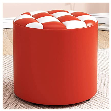 OLOTU Moderner, minimalistischer Ottomane, modischer runder Fußhocker, Ledersofa, bequem und weich, sicher, sichere Fußstütze, wasserdicht