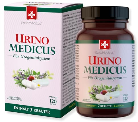 SwissMedicus UrinoMedicus - Für das Urogenitalsystem - Cranberry + D-Mannose - Unterstützt die Blase, 120 vegane Kapseln, in Europa produziert, nach Schweizer Rezept