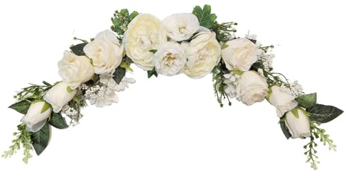 Fiori per Arco, OrgMemory Ghirlanda Fiori Artificiali, 60cm, Peonie Artificiali per Decorazioni, Fiori Finti per Arco, Ghirlanda Fiori Finti per Porte, Pareti, Decorazioni per la Casa(Bianco)