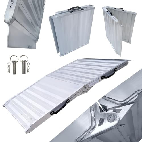 WORHAN Laderampe Rampe Aluminium Klappbare Schwerlastrampe rutschfest Motorrad 145cm (400kg) HR145
