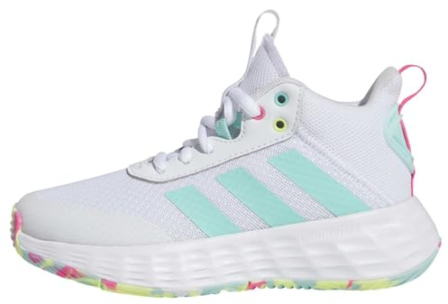 adidas Unisex Kinder Ownthegame 2.0 Shoes, Cloud White/Flash Aqua/Lucid pink, 40 EU