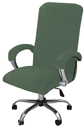 LIFEDX Samtplüsch Bürostuhl Bezug mit Armlehne Einfarbig,Stretch Bezug für Bürostuhl Elastische Stuhlhussen Spandex Office Computer Stuhlbezüge Abnehmbare für Bürostuhl Stuhlhussen-Green||L