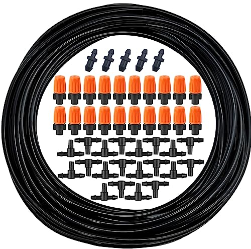 CTRICALVER Kit Irrigazione A Goccia, 10m 1/4 pollici Tubo a Goccia, Impianto Irrigazione Giardino, Irrigazione Automatica Giardino, Irrigazione a Goccia per Paesaggio Irrigazione Giardino Tubo Kit