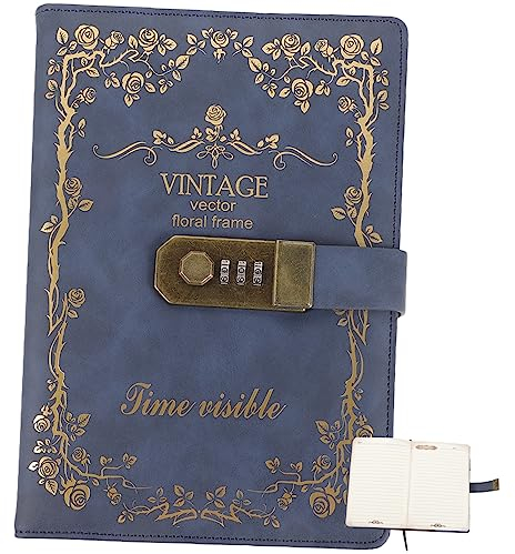 Ciieeo Zeichenheft Kreative Schreibwaren Schloss-tagebuchplaner Abschließbares Notizbuch Vintage Tagebuch Geheimes Notizbuch Leder-tagebuch Mit Verschluss Pu Reisen Altmodisch Schmücken