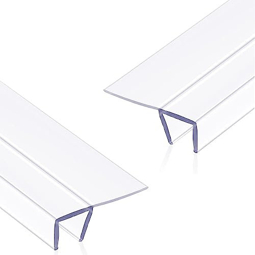 Paquete de 2 tiras de sellado de silicona tipo F para puertas de cristal de 2 m, para bañeras y duchas, protección contra corrientes, sellado de puertas y ventanas de oficina y balcón (6 mm)