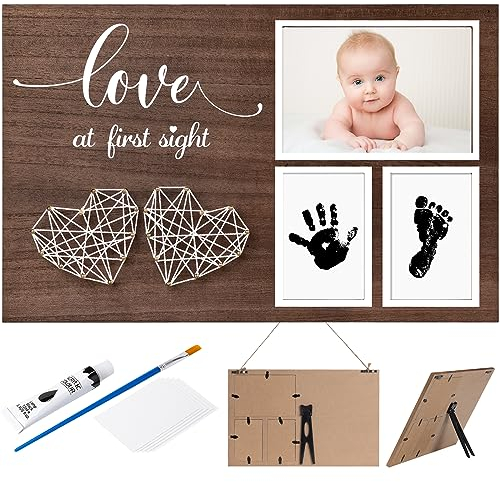 Baby Hände und Fußabdrücke Kit – Baby Fußabdruck Kit mit Neugeborenen Bild Holzrahmen – Babyparty Geschenke für Jungen, Mädchen – Neue Mutter Geschenke, Neugeborenen Geschenke, Registry Geschenke,
