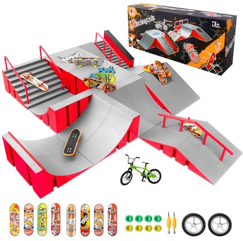 CS COSDDI 14in1 Finger Skateboard Park Set for Kids 8 Skateboards and Bike