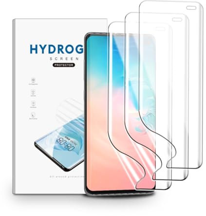 nvskvd Hydrogel Folie für Samsung Galaxy S10 Plus, 3 Stück Schutzfolie Klar HD Weich TPU Displayschutzfolie Fingerabdruck-ID Unterstützen TPU Hydrogel Film