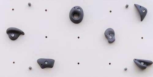Create for you - Kletterwand für Kinderzimmer - Viereckig - Weiß - Indoor - Heimklettergerüst - Spielplatz - Trainingsgeräte für Zuhause - 1x Wandpaneel 100x50 cm - mit 5 grauen Griffen/Steinen