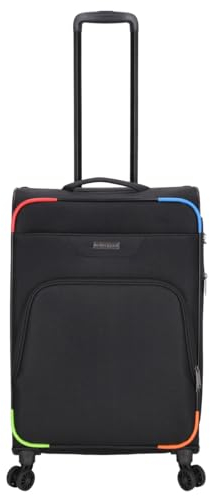 Kenorada Reisetrolley SoftLITE 4w | Koffer aus strapazierfähigem Polyester | Leichter Trolley mit Vier Doppelrollen | TSA Zahlenschloss (Bunte Ecken, M - 67 cm mittlerer Koffer)