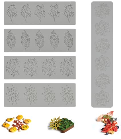 Zfseyuh Molde de Silicona de Hoja,5 Pieza Molde de Silicona para Fondant,Molde de Impresión Artesanía de Azúcar para Decoración de Pasteles,Manualidades,Cocina,Chocolate
