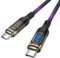 VisionSync Cable transparente USB C a USB C de 240W con pantalla LED compatible con carga rápida de 140W y 100W para MacBook Pro, lPhone16/15/15Pro/15ProMax, Galaxy S23+/S23Ultra/S22,1.2m,negro
