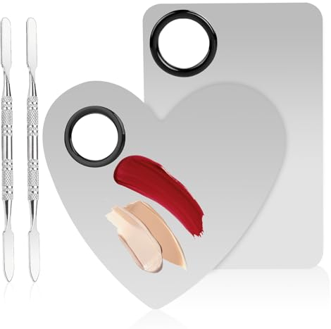 2 Set Makeup Mixing Palette, Makeup Palette, Mixing Palette, Makeup Spatula, Makeup Tools, Foundation Kit, Travel Makeup Palette, Contouring Palette(Style 2)