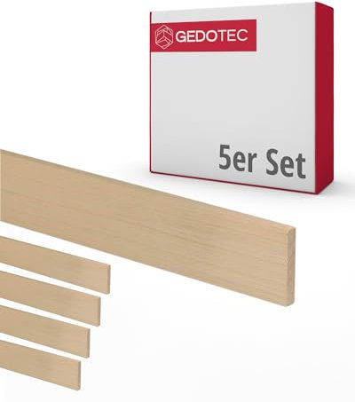 Gedotec baguettes en bois pour bricoler - planches en bois pour construire en bois de hêtre 100 cm | 5 pièces 3x16x950 mm | BASIC | bois polyvalent pour bricoler et construire des objets divers | ta