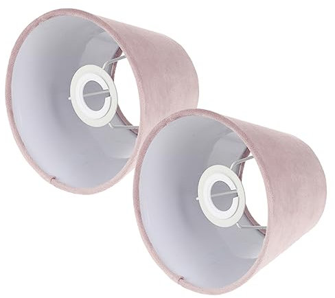 Ciieeo 2 Pièces Abat-jour En Velours Abat-jour Cloche Abat-jour De Bureau Applique Murale D'intérieur Abat-jour Muraux Abat-jour Tonneau Tête De Lampe Tissu De Velours Ménage E14 Rose