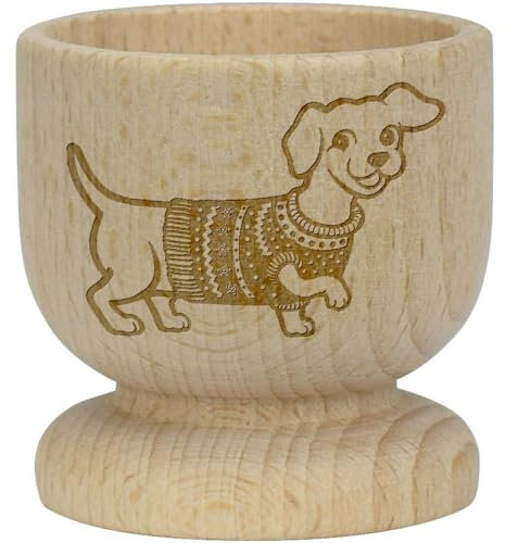 'Sausage Dog in Christmas Jumper' Wooden Egg Cup (EC00024874)