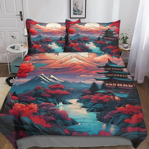 NAHCBIOT Japan Style Tröster Startseite Satz,Kinder Anime Game Bettwäsche Satz Bettbezug Für Jugendliche Jugend Schlafzimmer Dekor 3 Teilig Sets King（220x240cm）