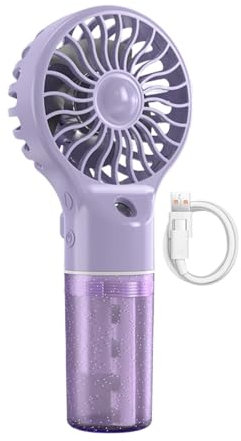 Ventilador de mano – Ventilador USB recargable, ventilador portátil de mano | Ventilador de agua USB personal, ventilador personal recargable con 4 velocidades, ventilador de niebla portátil para
