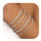 Finrezio 3-5 Stück Armband Damen Gold 14 Karat Vergoldet Stapelarmbänder Edelstahl Figaro Perlen Ketten Armbänder Verstellbare Armband Set Wasserdichter Gold Silber Schmuck für Damen
