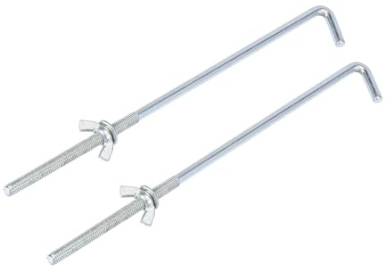 Motoforti 1Pair 21cm x 0.6cm Car Battery Hook Clamp Bolt Silver Tone | Battery Hold Down Hooks, Long-lasting