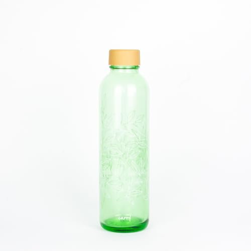 Carry Green Carrybottles grüne Recycling-Trinkflasche Glas 0,7 l | Sportflasche, Wasserflasche | BPA-frei, auslaufsicher (Green Harmony)