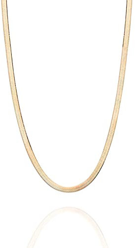 Einzelstück® Schlangenkette flache Halskette 925 Silber I 14K Gold I Roségold I Echtschmuck Damenhalskette I klassische Silberkette (Italian Collier) (Schlangenkette 45cm Gold)