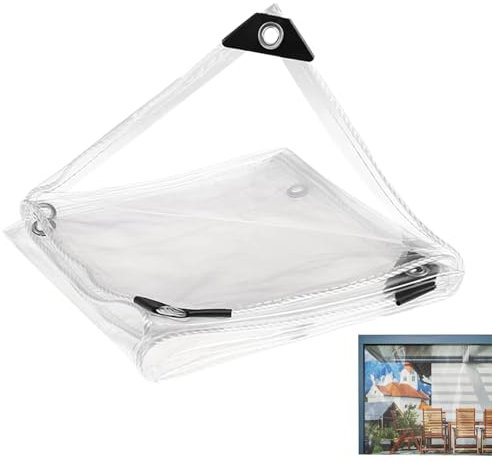Klare Plane, Hochleistungsplane - Klare Outdoor-Plane, extra große Planen - -Sichtschutz, Hühnerstall-Abdeckung für Regen, Veranden, Balkone, Gewächshäuser, Pavillons, Decks, Hühnerstall