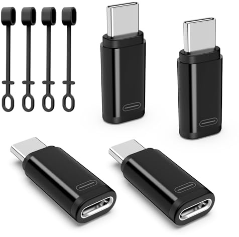 TiMOVO 4 Pack Lighting to USB C Adapter with 36W Fast Charging, Black | Data Sync USB C Male to Lighting Female Adapter for iPhone 17/16/15 Pro/Pro Max/Plus, Galaxy S26/25, iPad, NOT for Audio/OTG