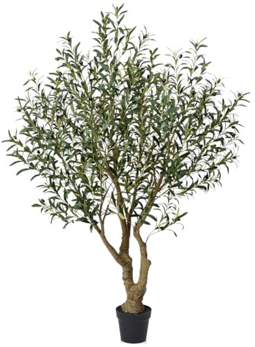 VeriNatural Olivo Artificial Grande 180 cm - Plantas Artificiales Decorativas con Seda Hojas y Maceta Negra, Resistente a UV - Árbol Decoracion para Hogar, Jardín, Balcón, Interior y Exterior, VN138