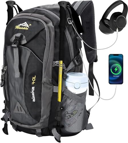 Grillix Zaino Trekking 40 Litri, Zaino pieghevole per Escursionismo Uomo e Donna, Impermeabile, Multifunzione, per Viaggo, Montagna, Campeggio e Sport All'aperto