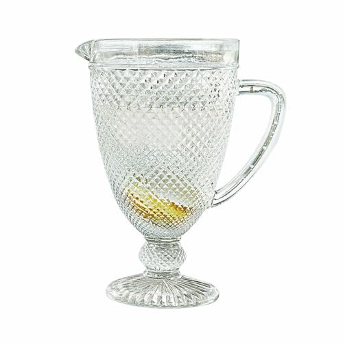 Loberon Krug Santerre, Strukturiertes Diamantmuster, Spülmaschinenfest, Ergonomischer Henkel, Fasst ca. 1 Liter, Karaffe, Tischaccessoire, Glas, klar