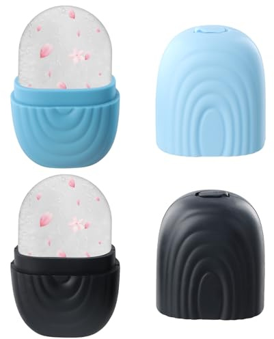 2 Piezas Ice Roller Facial de Silicona Reutilizable, 11x6,5 cm Rodillo de Hielo para Cara y Ojos, Reduce Poros y Arrugas, Alivia Hinchazón, Masajeador Facial para Cuidado de la Piel