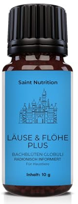 Saint Nutrition® LÄUSE & FLÖHE Plus Kügelchen als Unterstützung beim Laus & Floh Befall, für Katzen und Hunde - die natürliche Alternative - pflanzliches Mittel & Hausmittel mit Bachblüten | 10g