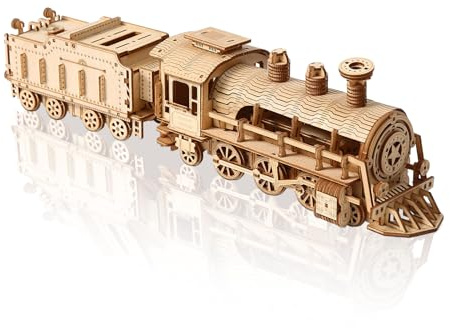 Cuteefun 3D Holz Puzzle Modell, Holzfahrzeug Modellbausatz -Zug [282Pcs] | Einzigartige Handwerkskunst & Dekorationsartikel, Kreative Geschenkideen für Geburtstag, Vatertag und Weihnachten
