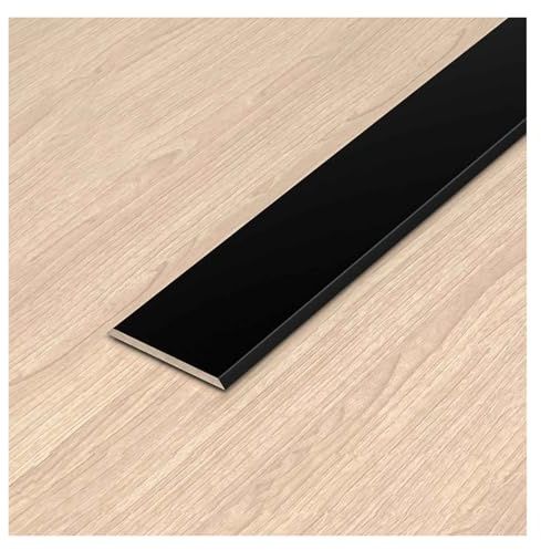 Aluminium Boden-Leiste Als, Selbstklebender Boden Übergangsprofil, Flache Trennleiste, Wasserdicht Anti-Rost, Für Türöffnungsschwellen-Rampen-Fliesenlaminat(Schwarz,W1*L270cm(3 * 90cm))