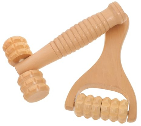 MAGICLULU 2 Stück Holz Massage Rollen Fußmassagegerät mit Noppen Gesichtsroller Vielseitiges Handmassagegerät für Rücken Nacken Schultern und Füße Tragbar und Leicht