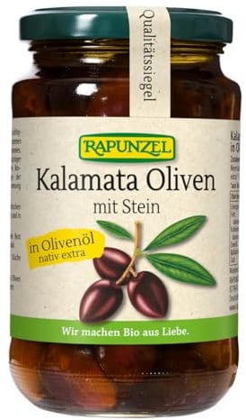 Rapunzel Oliven Kalamata violett, mit Stein in Olivenöl, 1er Pack (1 x 335 g) - Bio