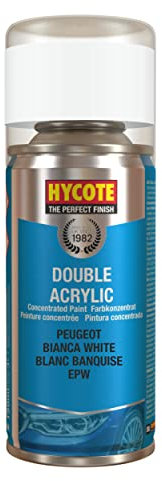 Hycote Double Acrylic Aerosol Car Spray Paint, Peugeot - Bianca White, 150 ml