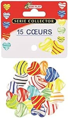 MaRécréation-MesBilles-15 15 Billes cœurs, MW-3KL7-8EBS, Blanc,6 à 12 ans