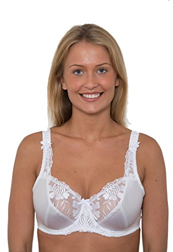 Gemm Ladies Plus Size White Bra Underwired Firm Control Bra E-J Cup (42H)