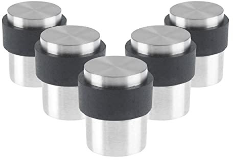ZOO 5 X 1 x Door stop 41mm in satin stainless steel for floor mounting, fixings included.