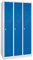 Kleiderspind mit Sockel, 3 Abteile á 300 mm, HxBxT 1800x900x500 mm, lichtgrau/blau