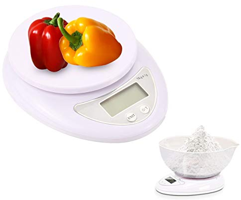 Mengshen Digitale Küchenwaage Lebensmittel 5 kg (11 lb / 1 g) Tragbare Gramm-Waage Ultra Slim Weigh Snacks Liquids Foods für Diät Gewichtsverlust Programme & Nutrition Control
